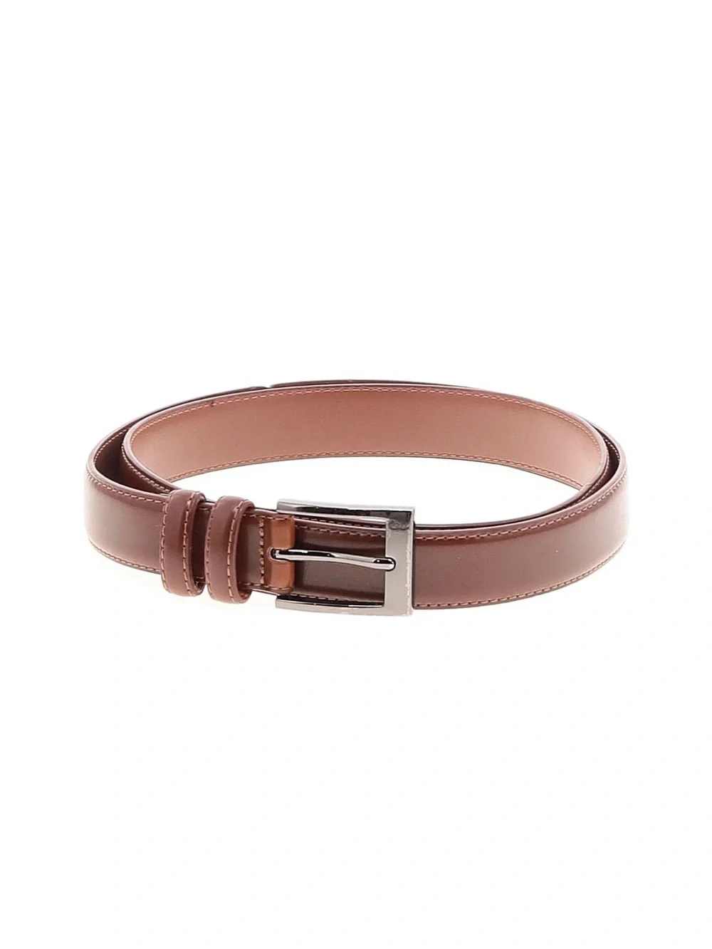 Men's Tan Real Leather Dress Belt with Brushed Metal Buckle XL 44